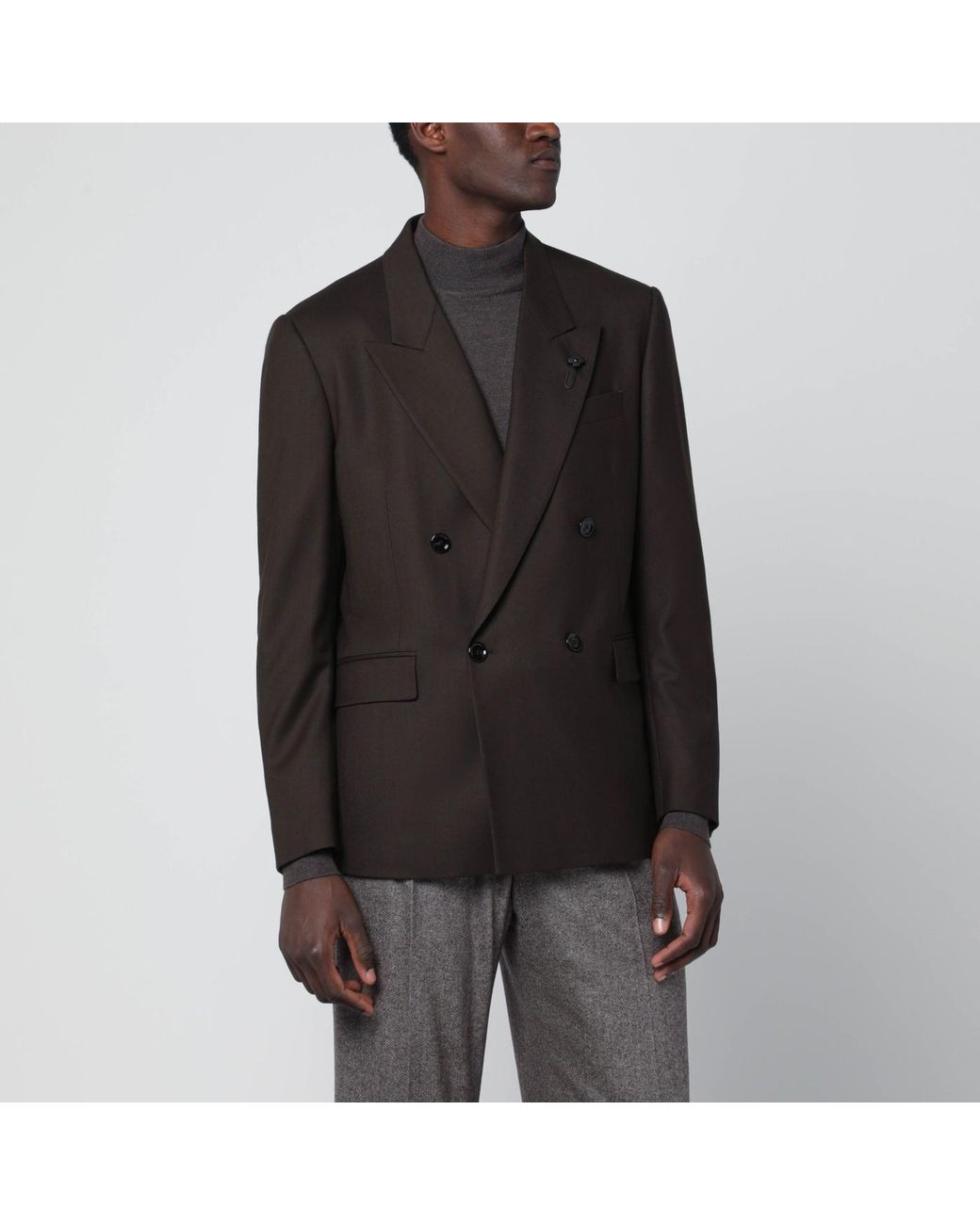 Lardini Black Double-Breasted Wool Jacket for men