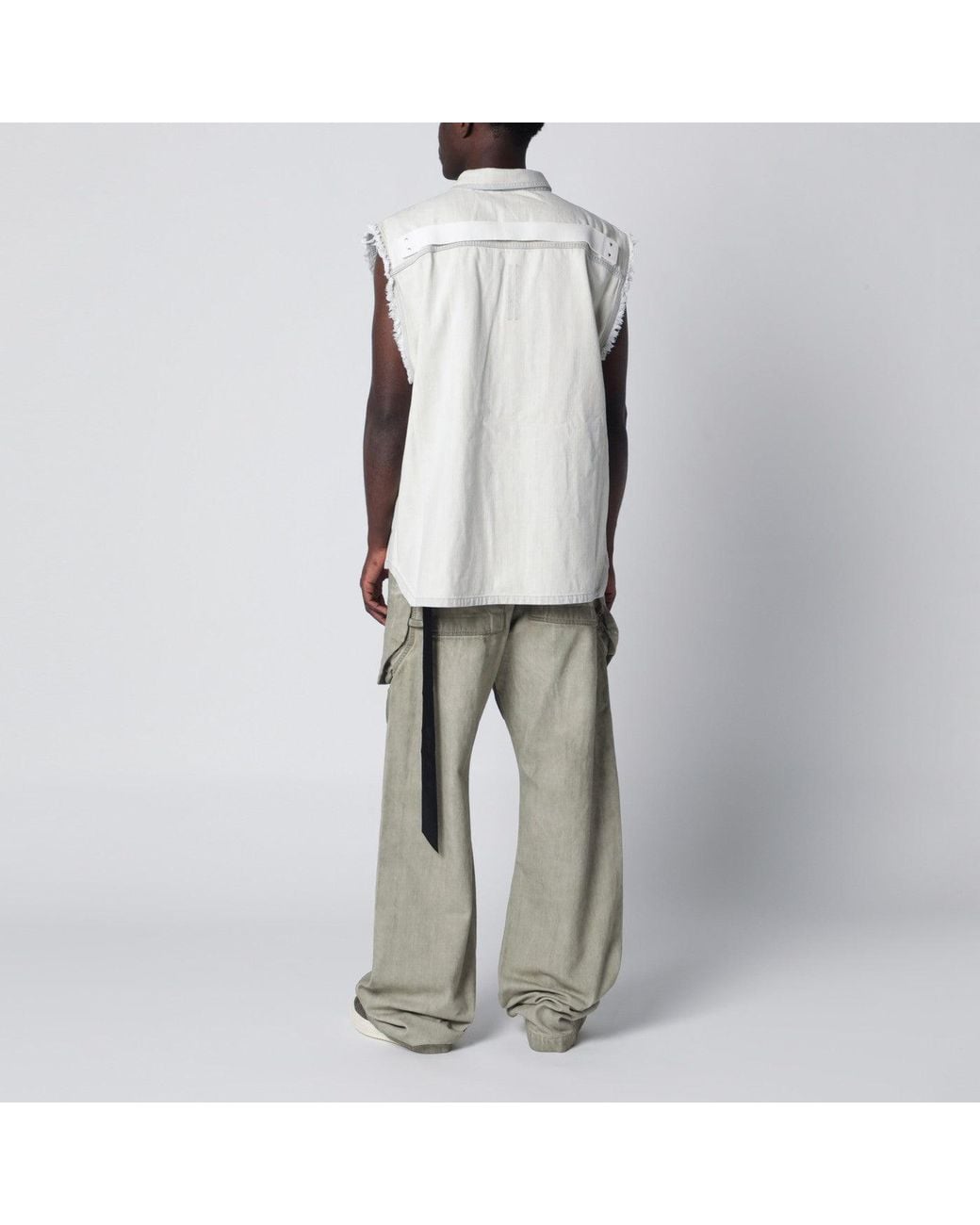 Rick Owens White Vintage-Effect Denim Vest for men