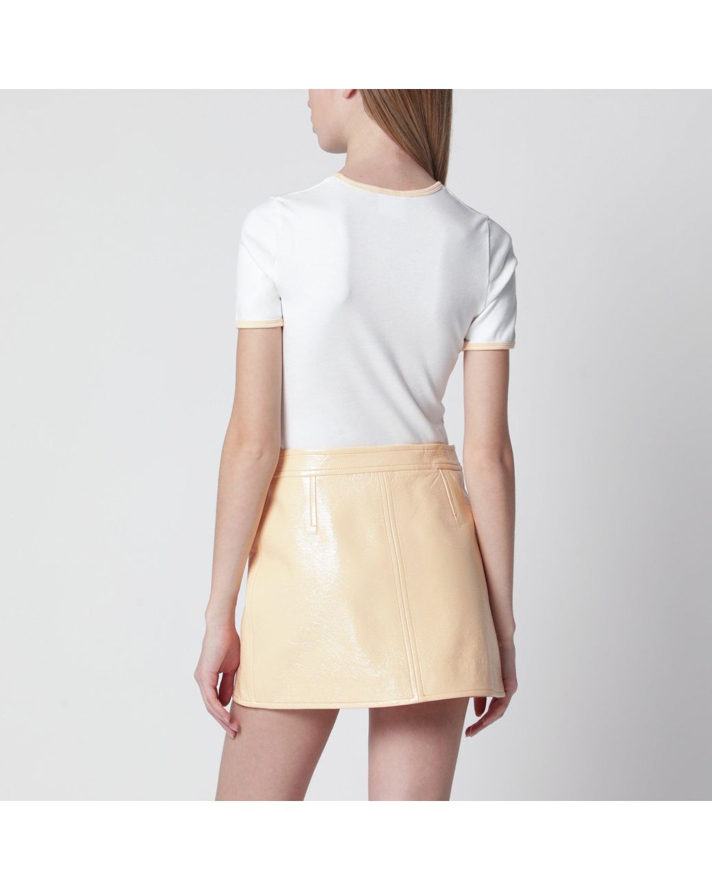 Courreges White Courrèges/ Contrast Cotton Crew-Neck T-Shirt