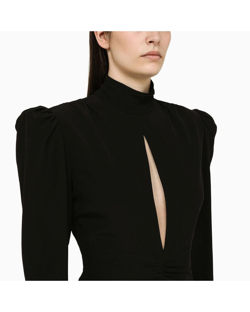 Alessandra Rich Black Draped Silk Minidress