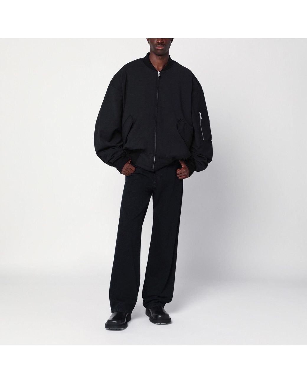 Entire studios Black Zip Up Bomber Jacket for men