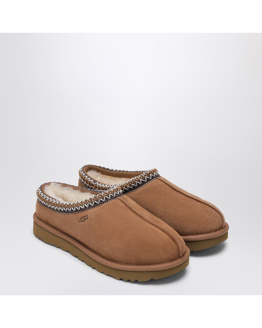 Ugg Brown Tasman Chestnut Leather Slip-On Mini Shoes For