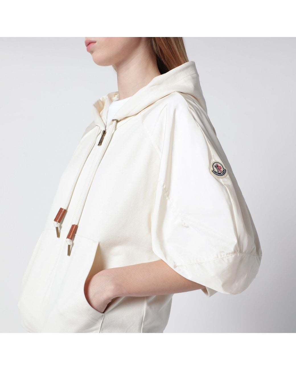 Moncler White Short-Sleeve Jersey Sweatshirt