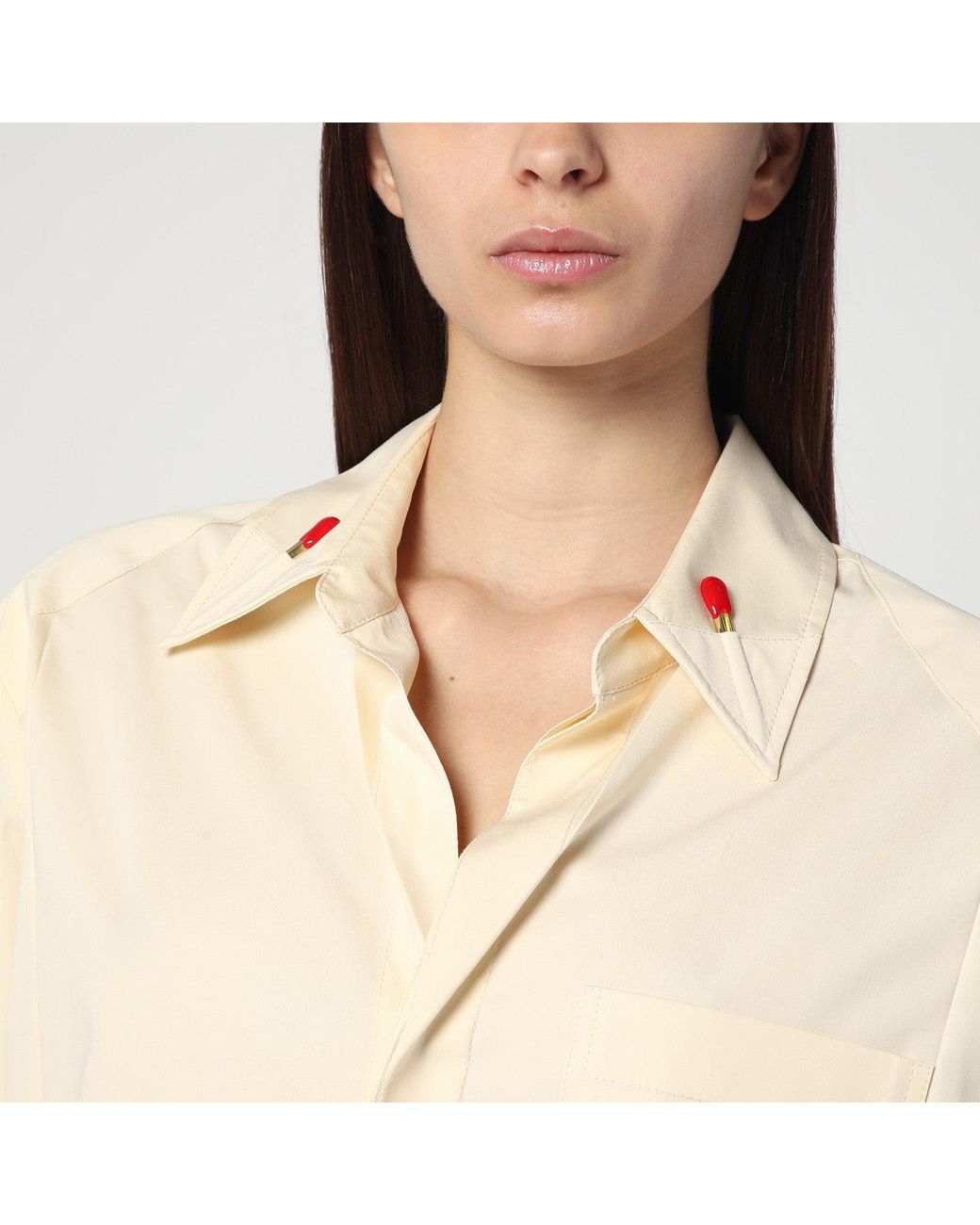 Bottega Veneta Natural Cream Shirt In Cotton And Silk