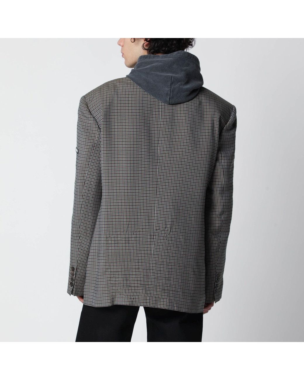 Balenciaga Gray Khaki And Gingham Jacket for men