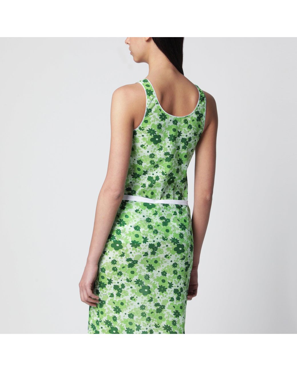Miu Miu Green Floral Stretch Polyamide-Blend Top