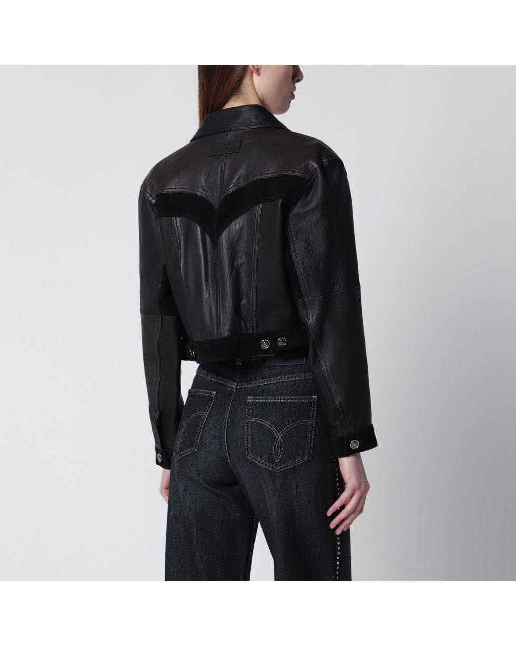 Versace Black Slim Leather Blouson