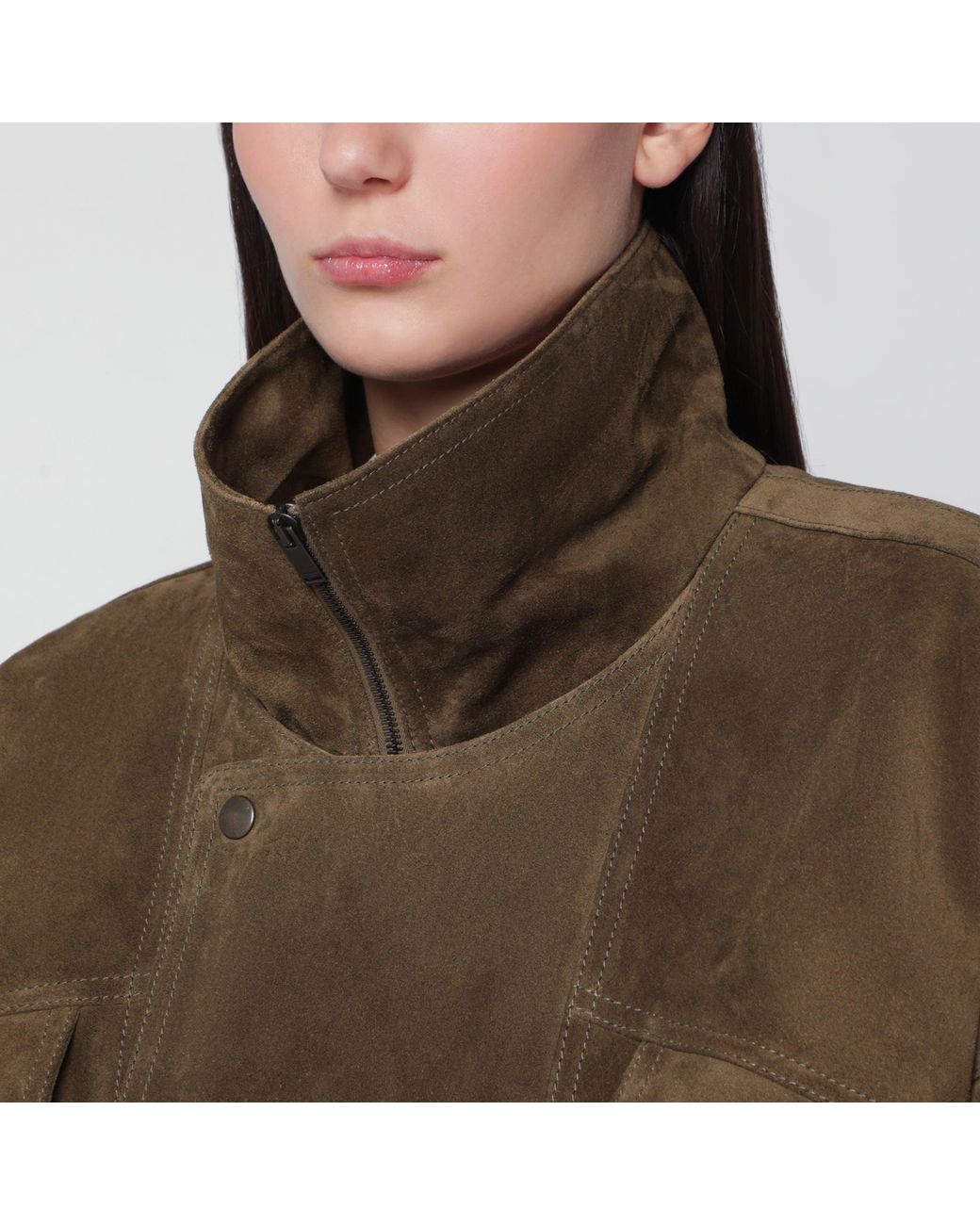 Saint Laurent Brown Seaweed Suede Bomber Jacket