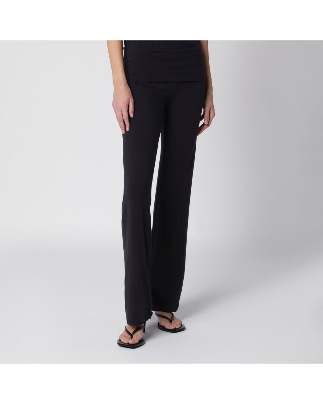Skims Blue Dark Jogging Trousers With Fold-Over Waistband