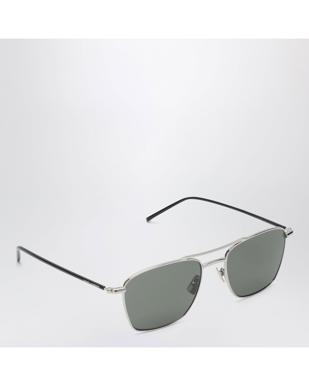 Saint Laurent Gray Rectangular Metal Sunglasses