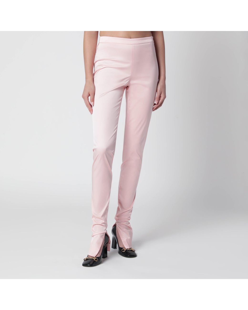 Gucci Pink Stretch Silk Faille Leggings