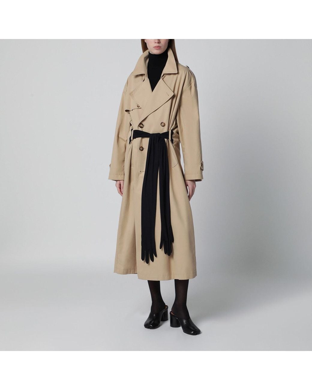 MM6 by Maison Margiela Metallic Cotton Trench Coat With Gloves