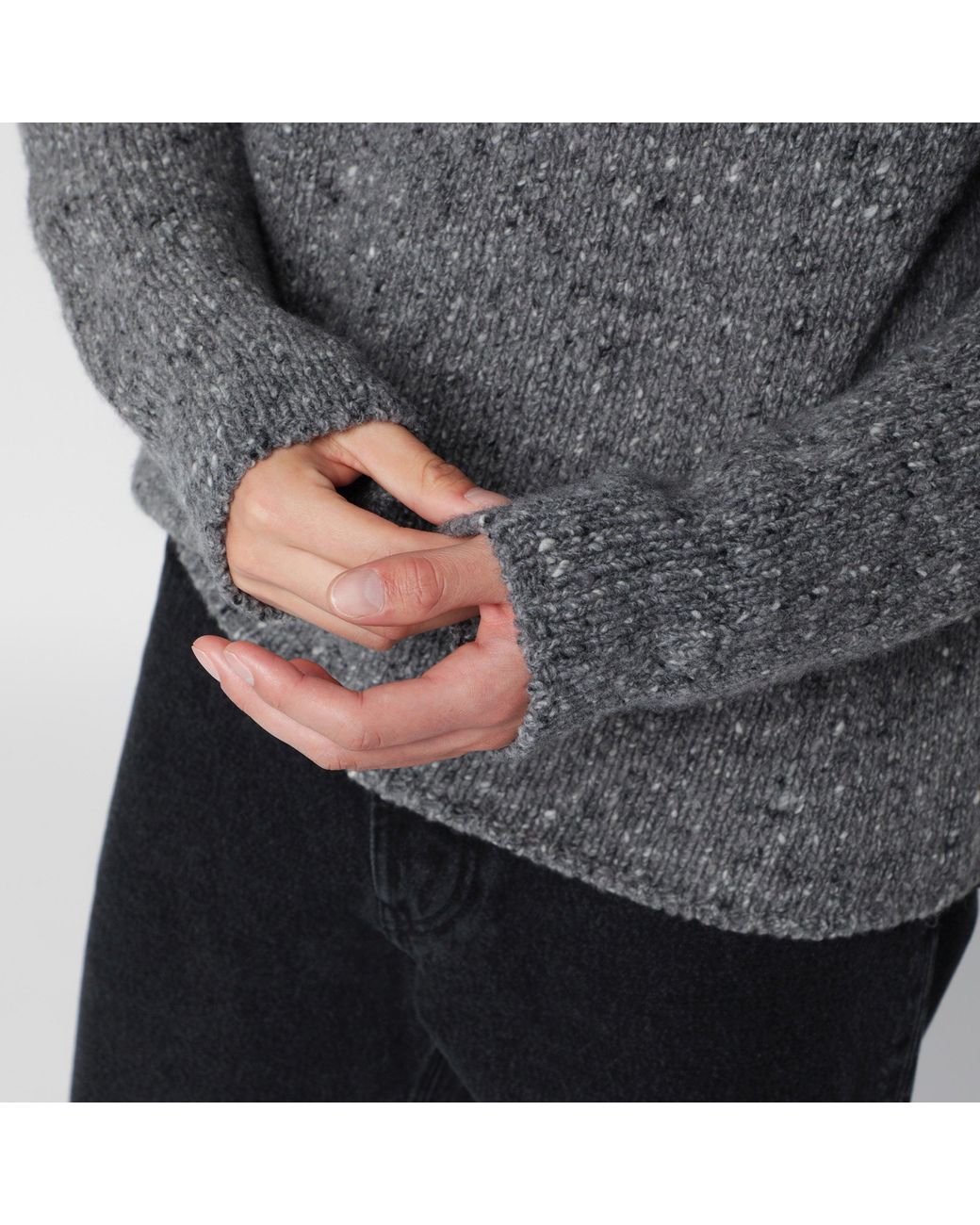 Auralee Gray Charcoal Wool Crew Neck Sweater for men