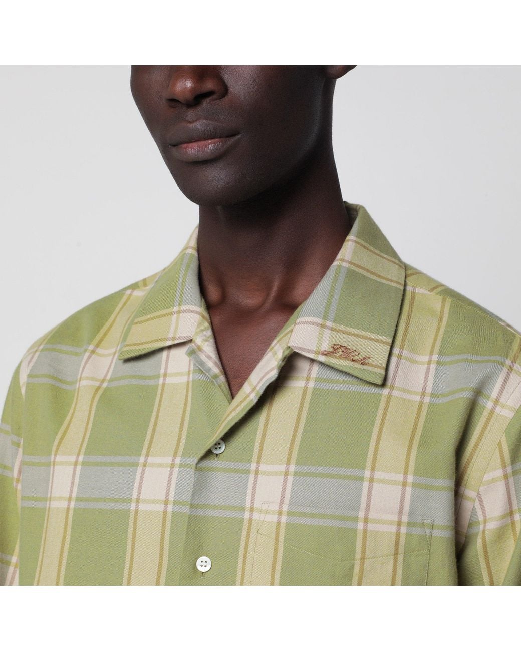 J.W. Anderson Green Checked Apple Cotton Flannel Shirt for men