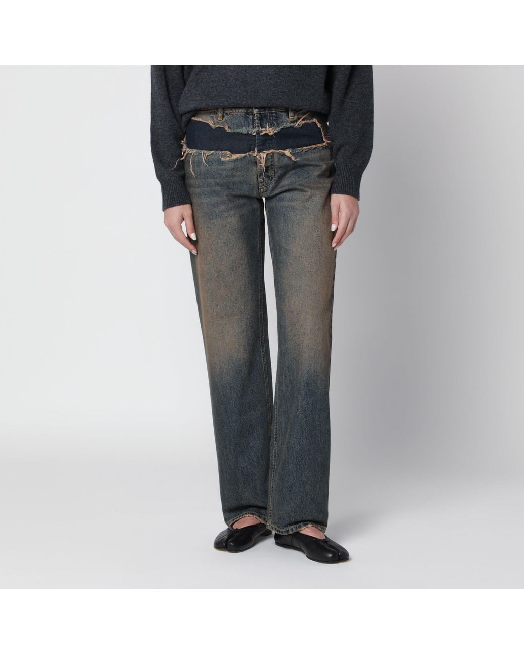 Maison Margiela Gray Distressed Straight-Leg Jeans