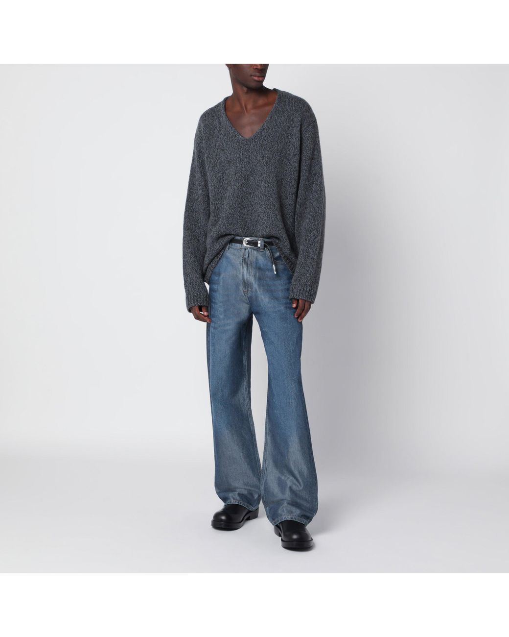 Our Legacy Gray Ash Wool Link Sweater for men