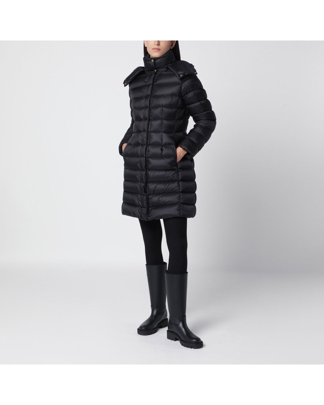Moncler Black Long Nylon Down Jacket