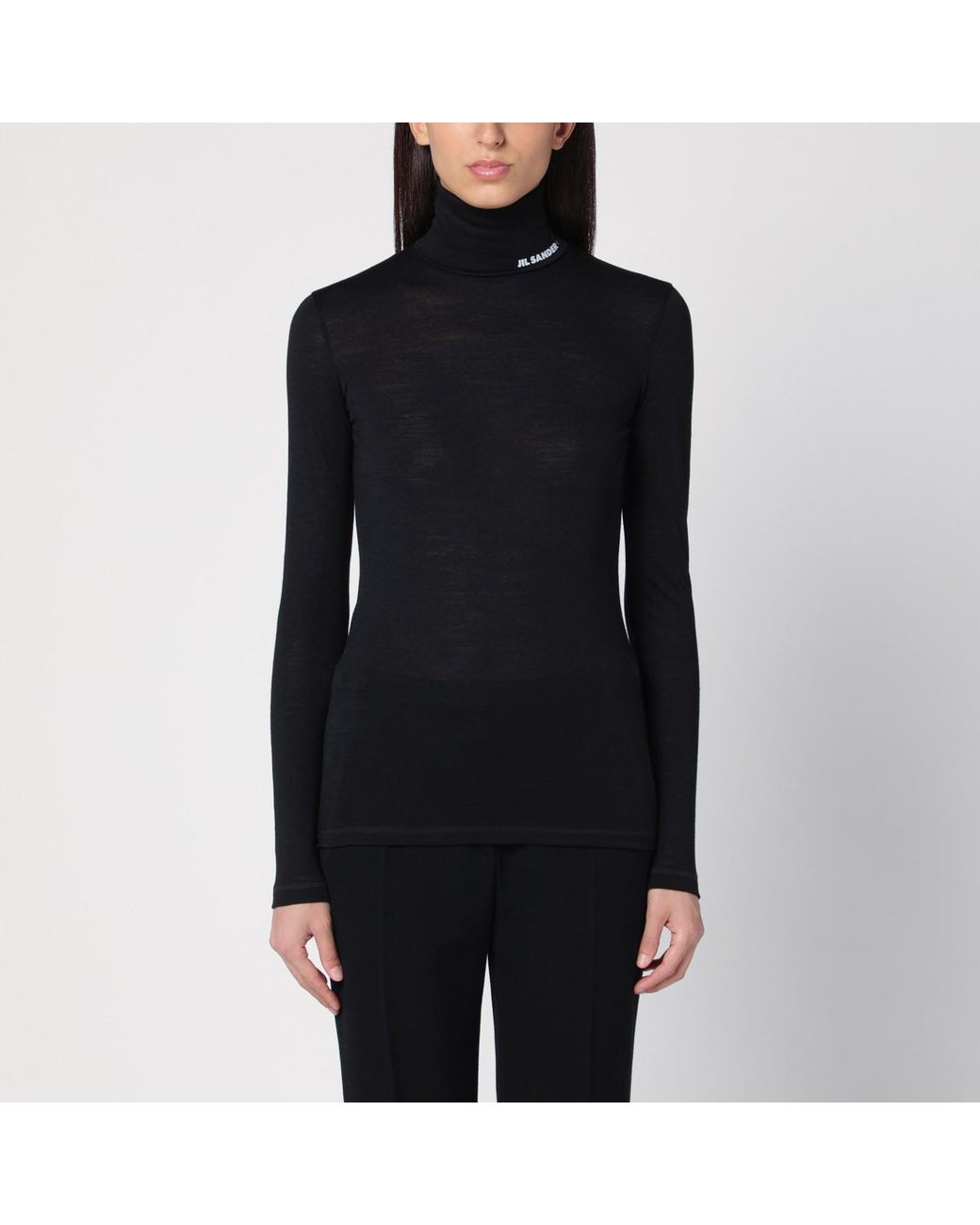 Jil Sander Wool-Blend Turtleneck Sweater in Black | Lyst Jil Sander Wool-Blend Turtleneck Sweater in Black | Lyst