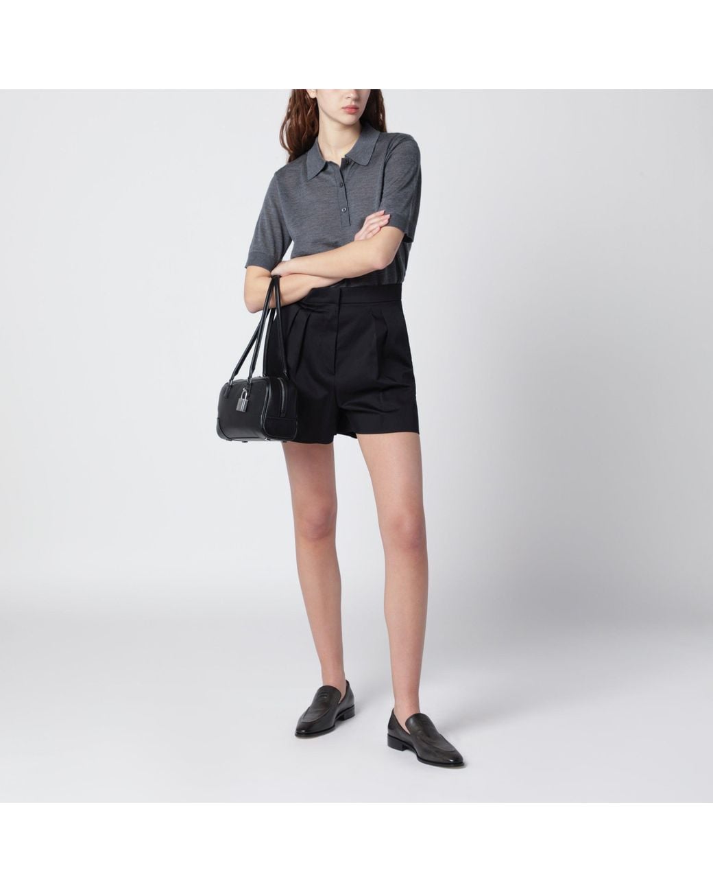 Max Mara Black Stretch Cotton Satin Shorts