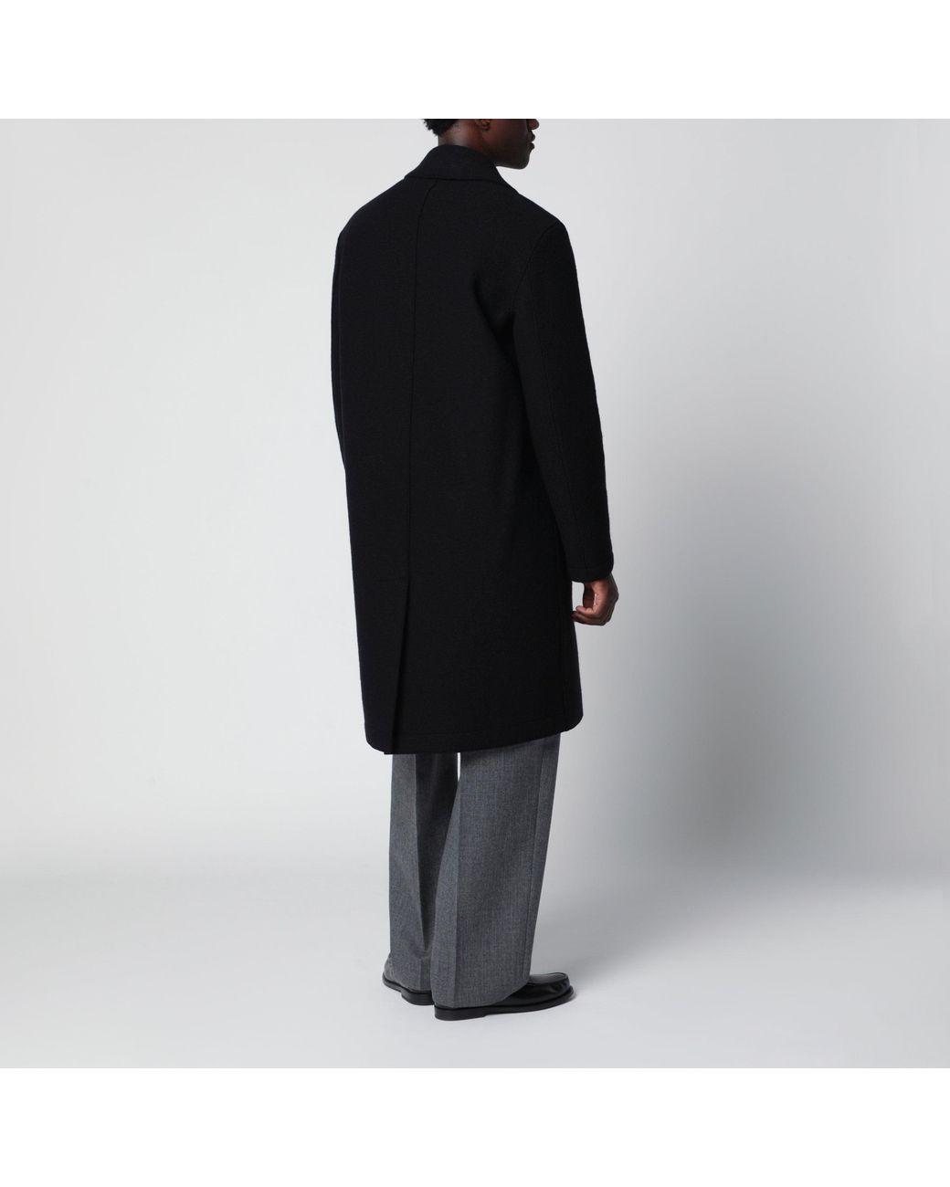Harris Wharf London Black Double-Breasted Wool Coat for men