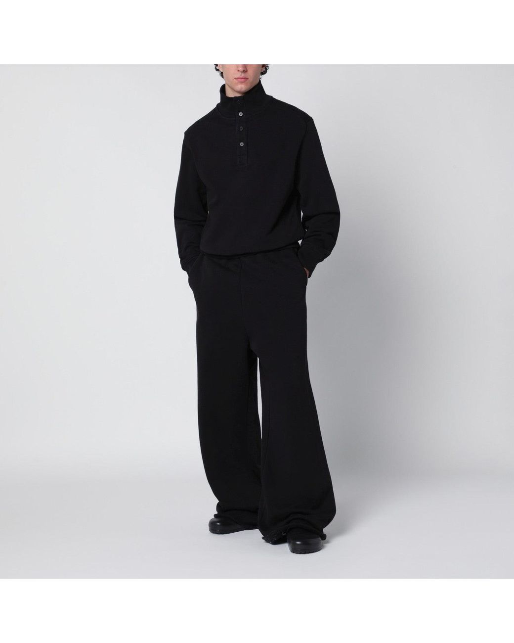 Entire studios Black Cotton Buttoned Sweater for men