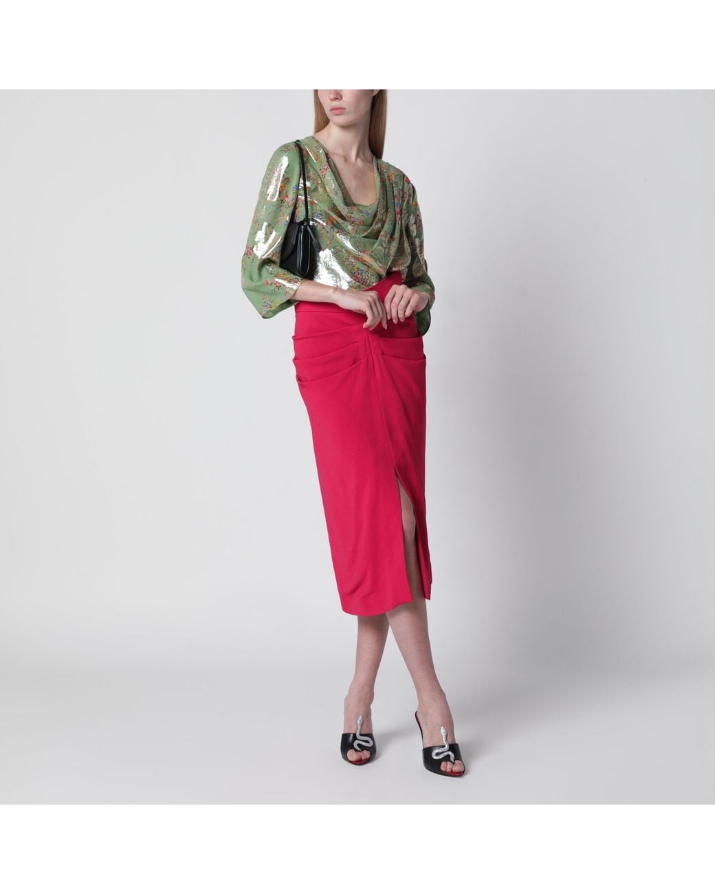 Valentino Red Printed Lurex Shirt