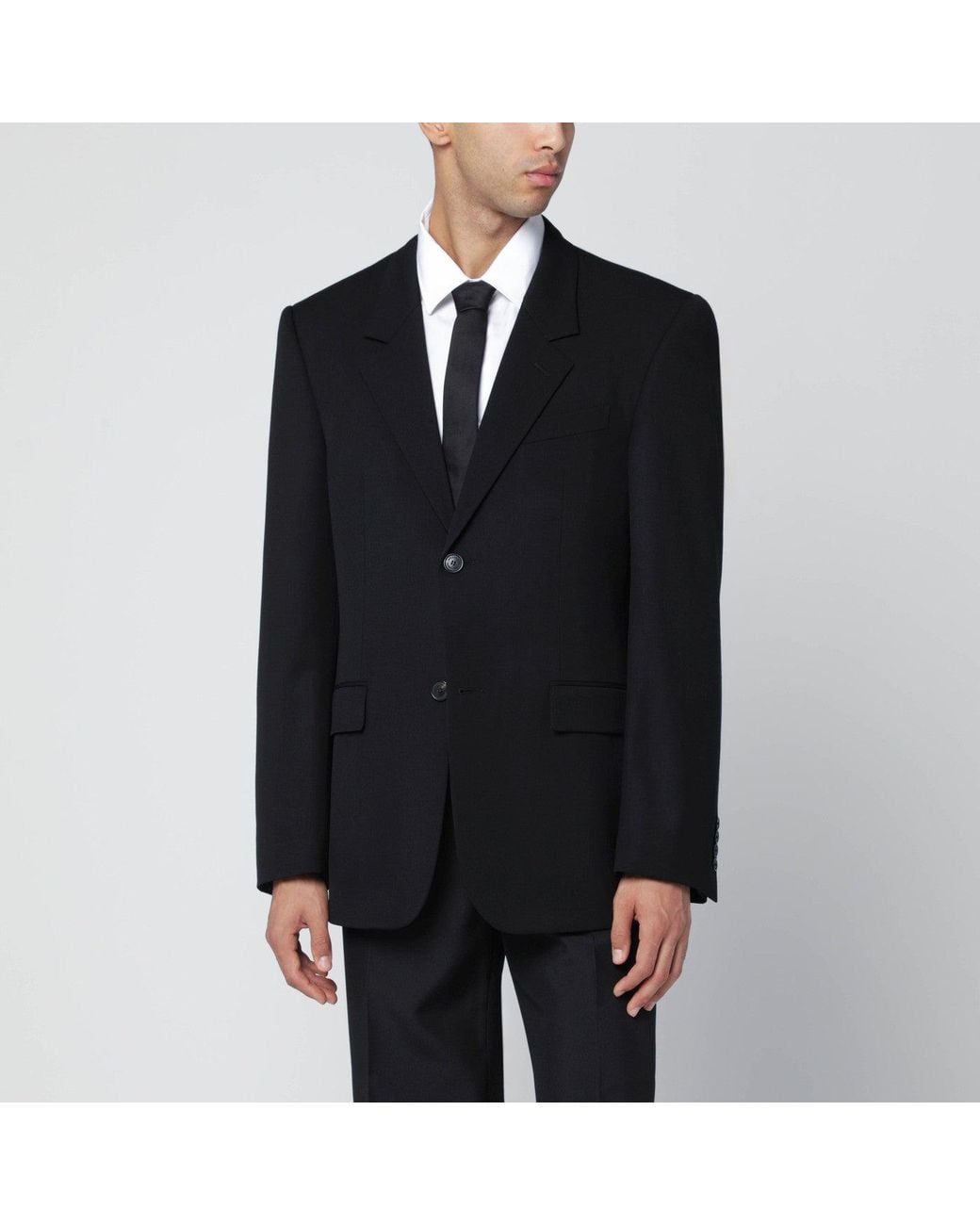 Balenciaga Black Single-Breasted Wool Jacket for men