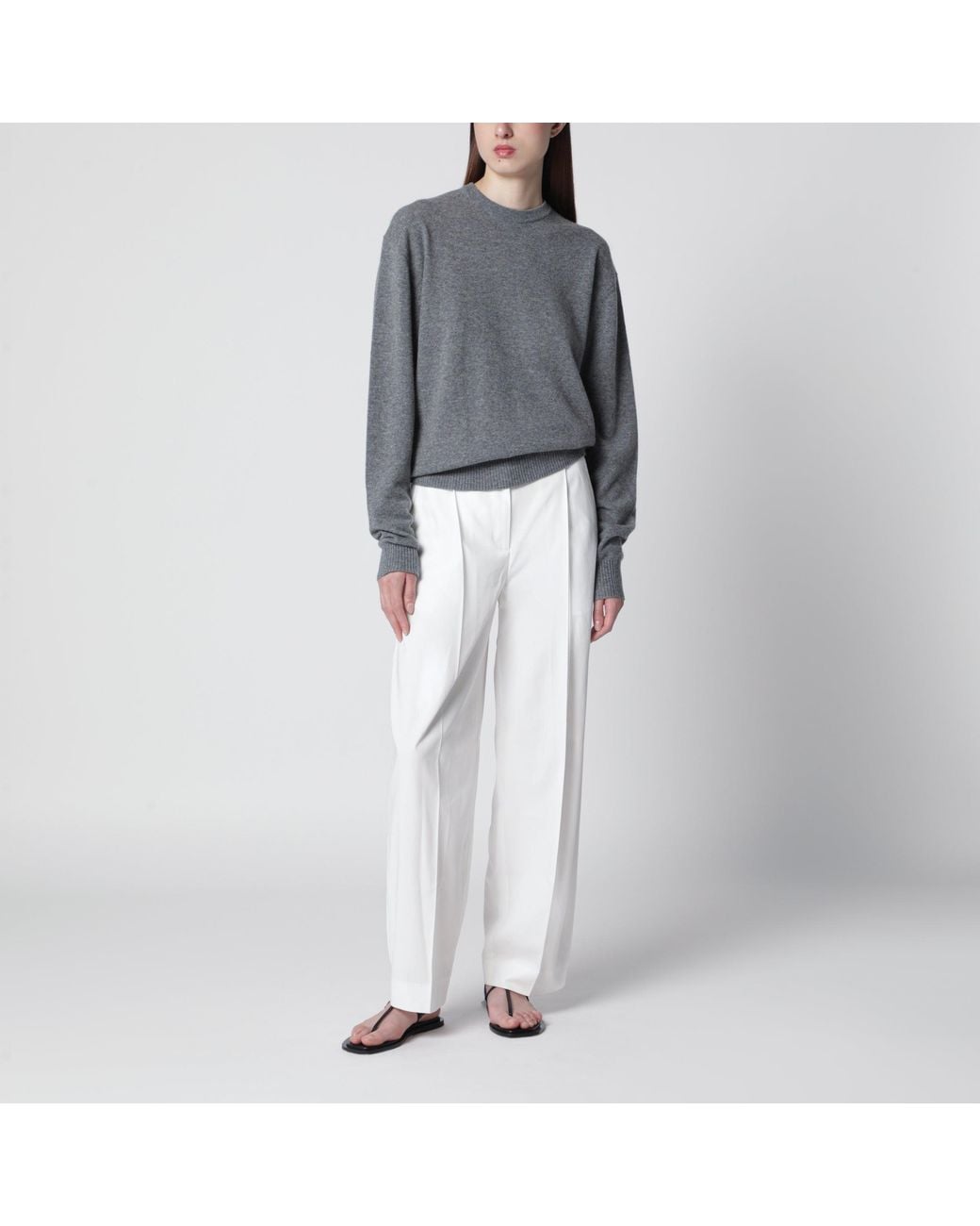 Totême  White Single-Pleat Organic Cotton Trousers