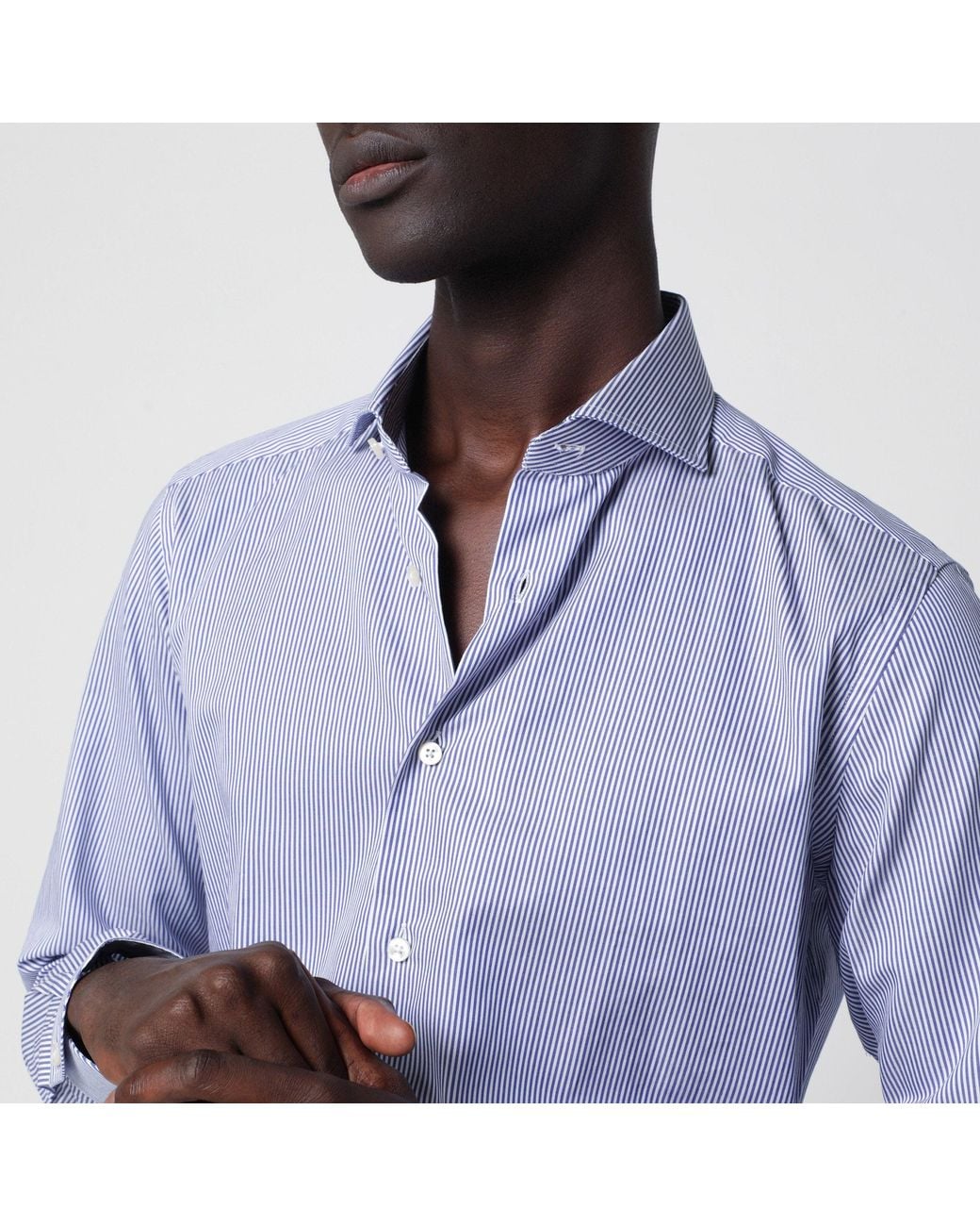 Xacus Blue Striped Travel Shirt for men