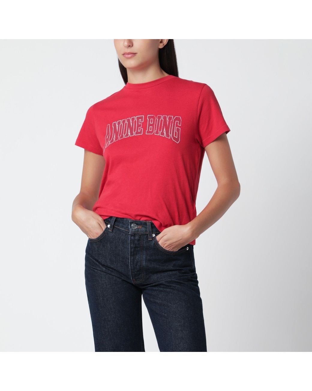 Anine Bing Red Shelley Cotton T-Shirt