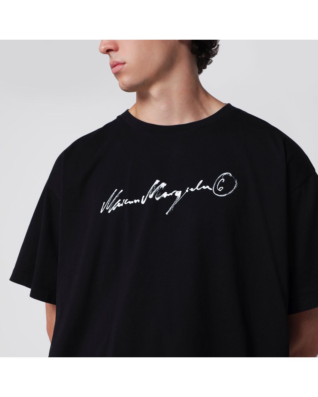 MM6 by Maison Margiela Black T-Shirt With Logo Print for men