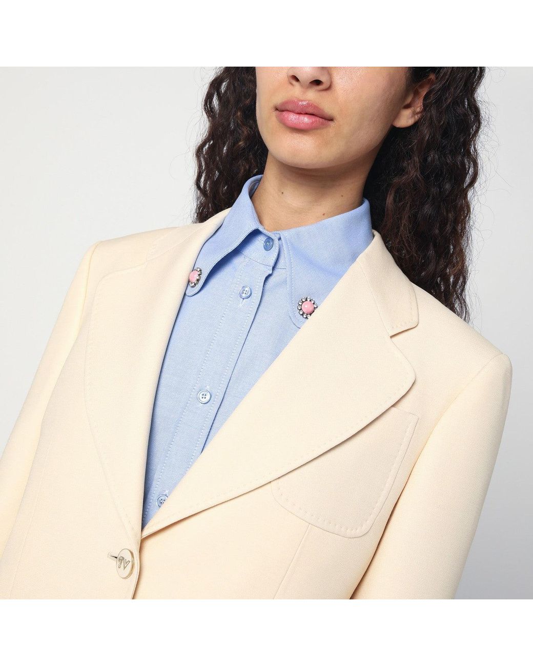 Valentino Natural Wool And Silk Single-Breasted Jacket