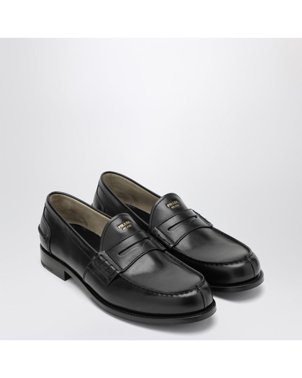 Prada Black Brushed Leather Loafers for men