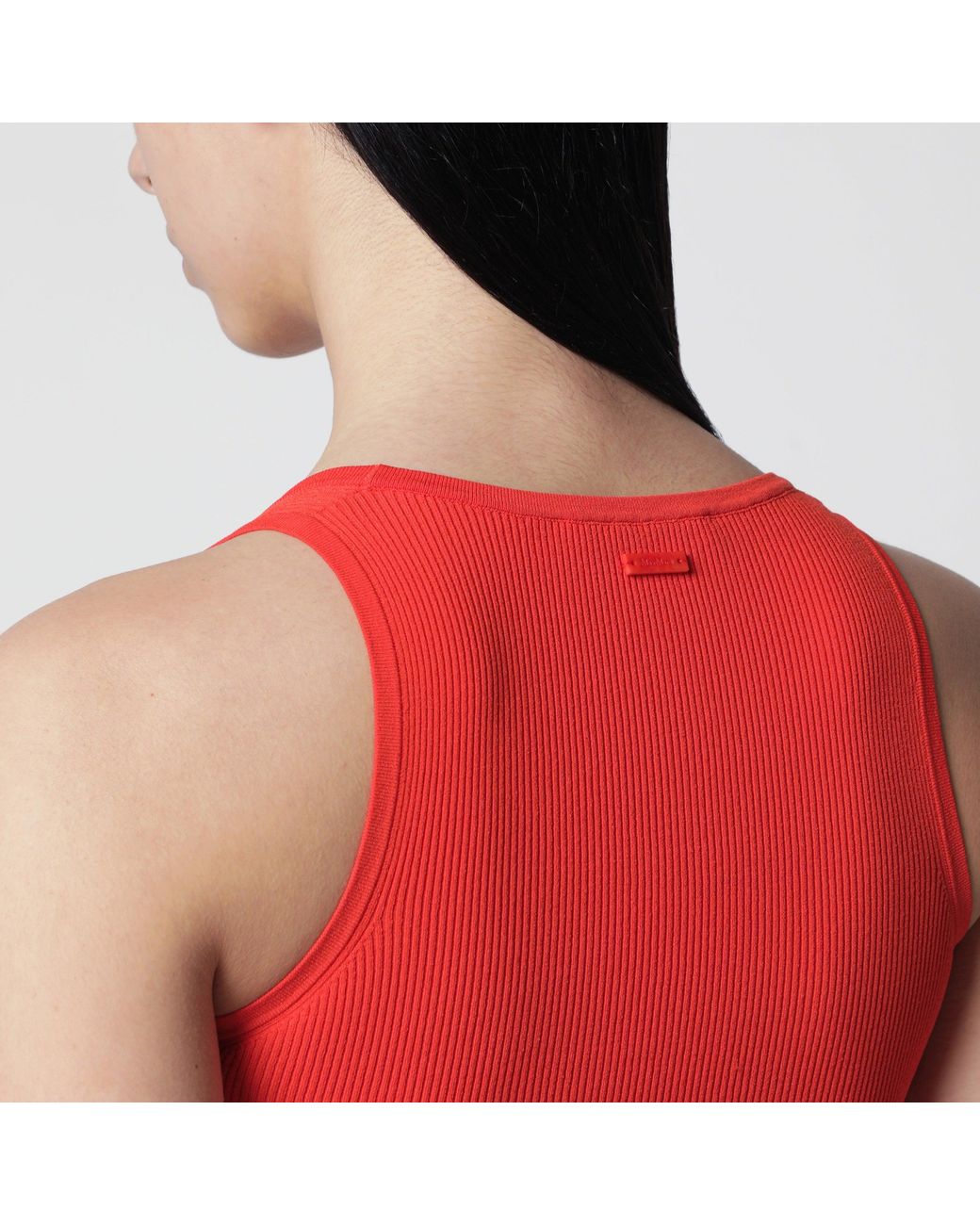 Max Mara Red Coral Ribbed Technical Yarn Top