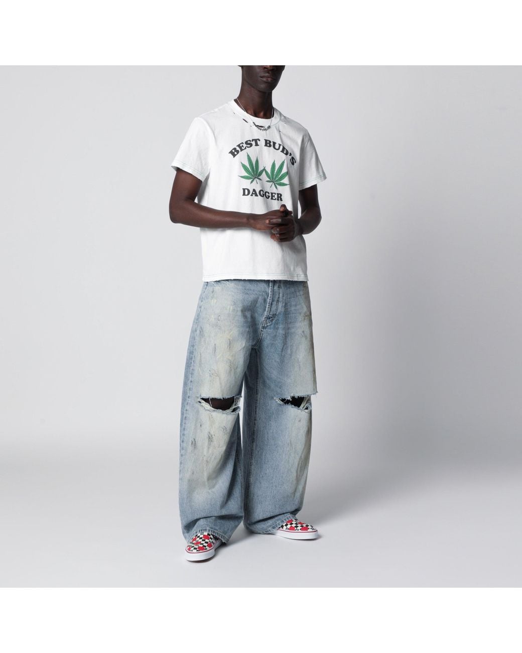 DAGGER Gray "Best Bud's" Distressed T-Shirt for men