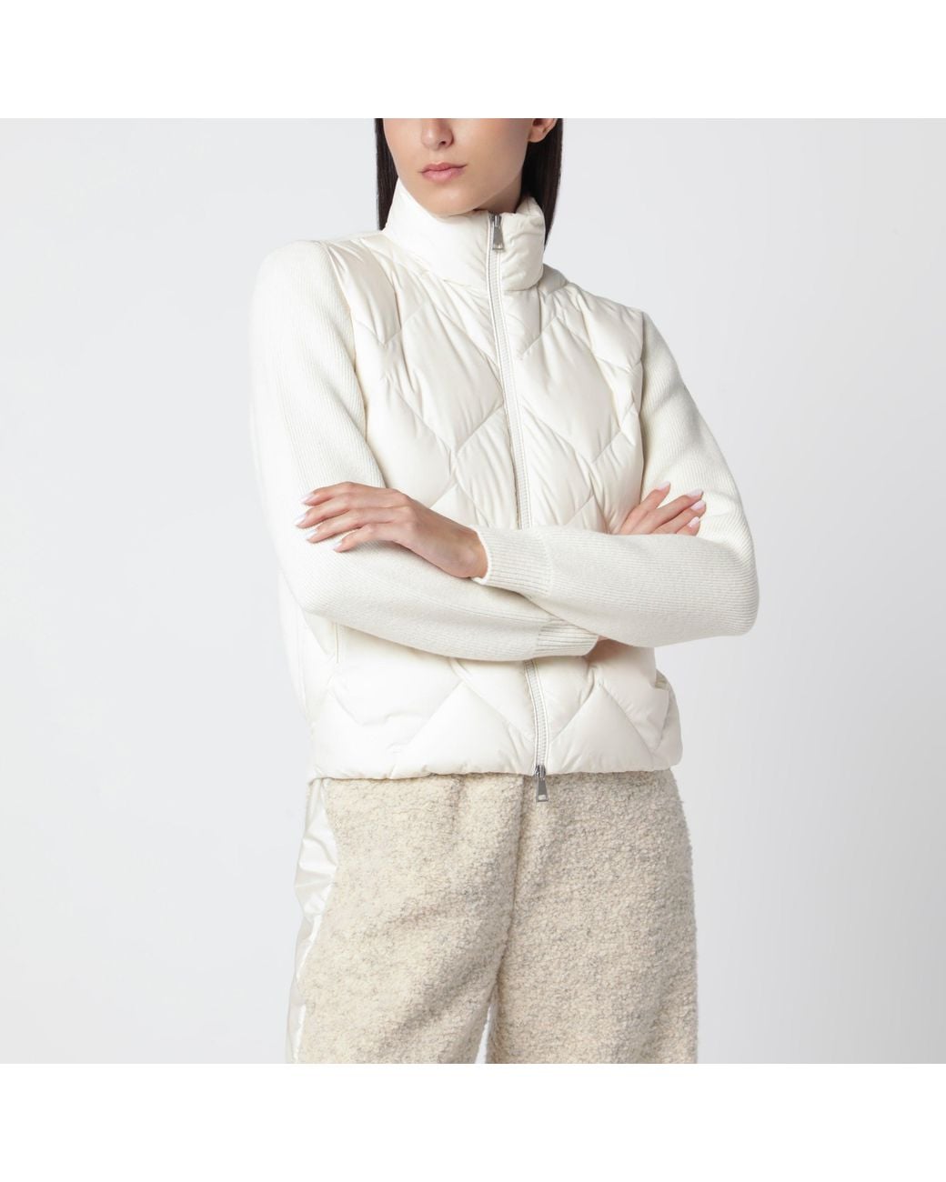 Moncler Natural Padded Zip-Up Cardigan