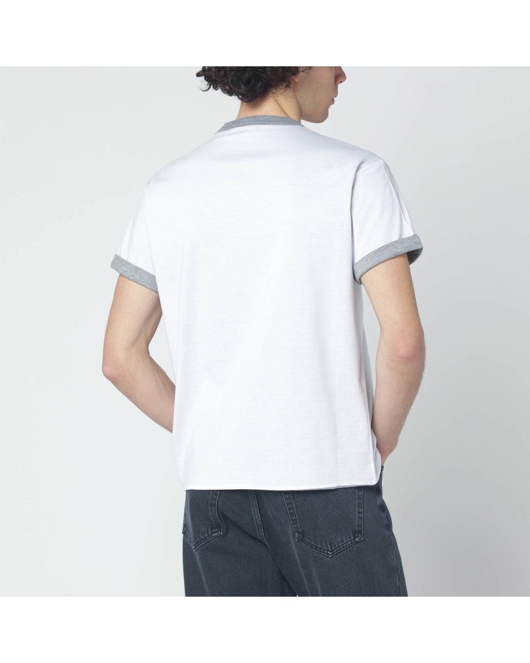 Prada White Reversible /grey Cotton T-shirt for men