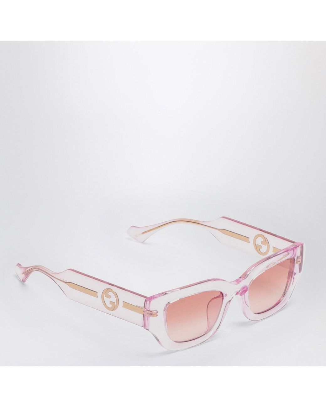 Gucci Rectangular Pink/transparent Sunglasses