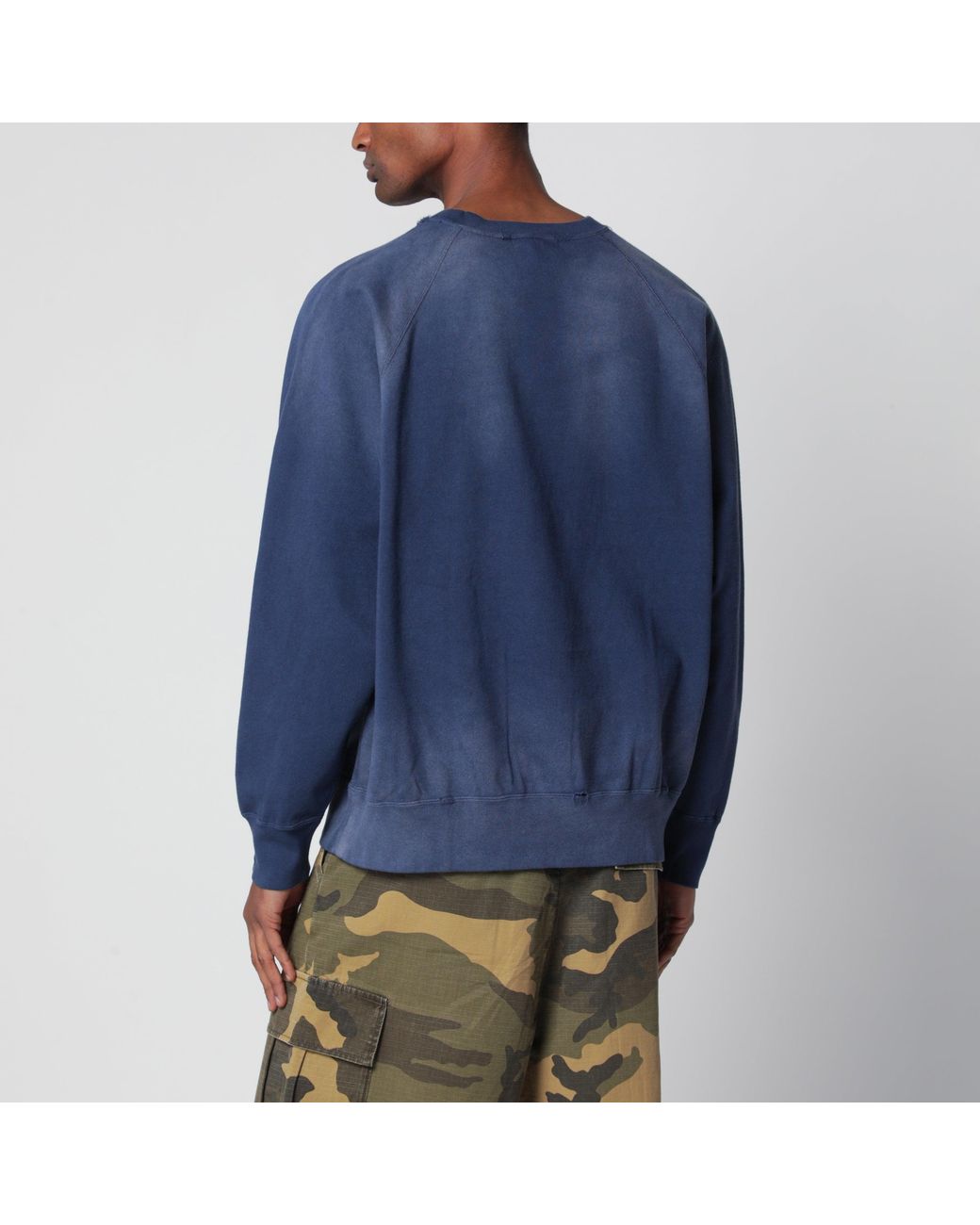 A Bathing Ape Blue Faded Sweatshirt With Logo Print for men