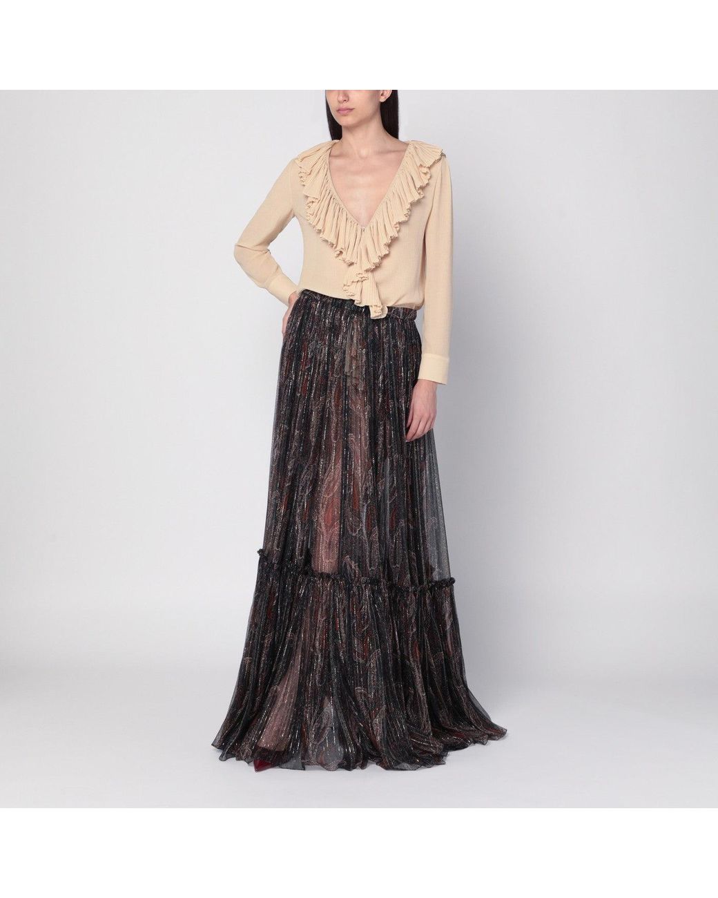 Saint Laurent Black Ruffled Blouse
