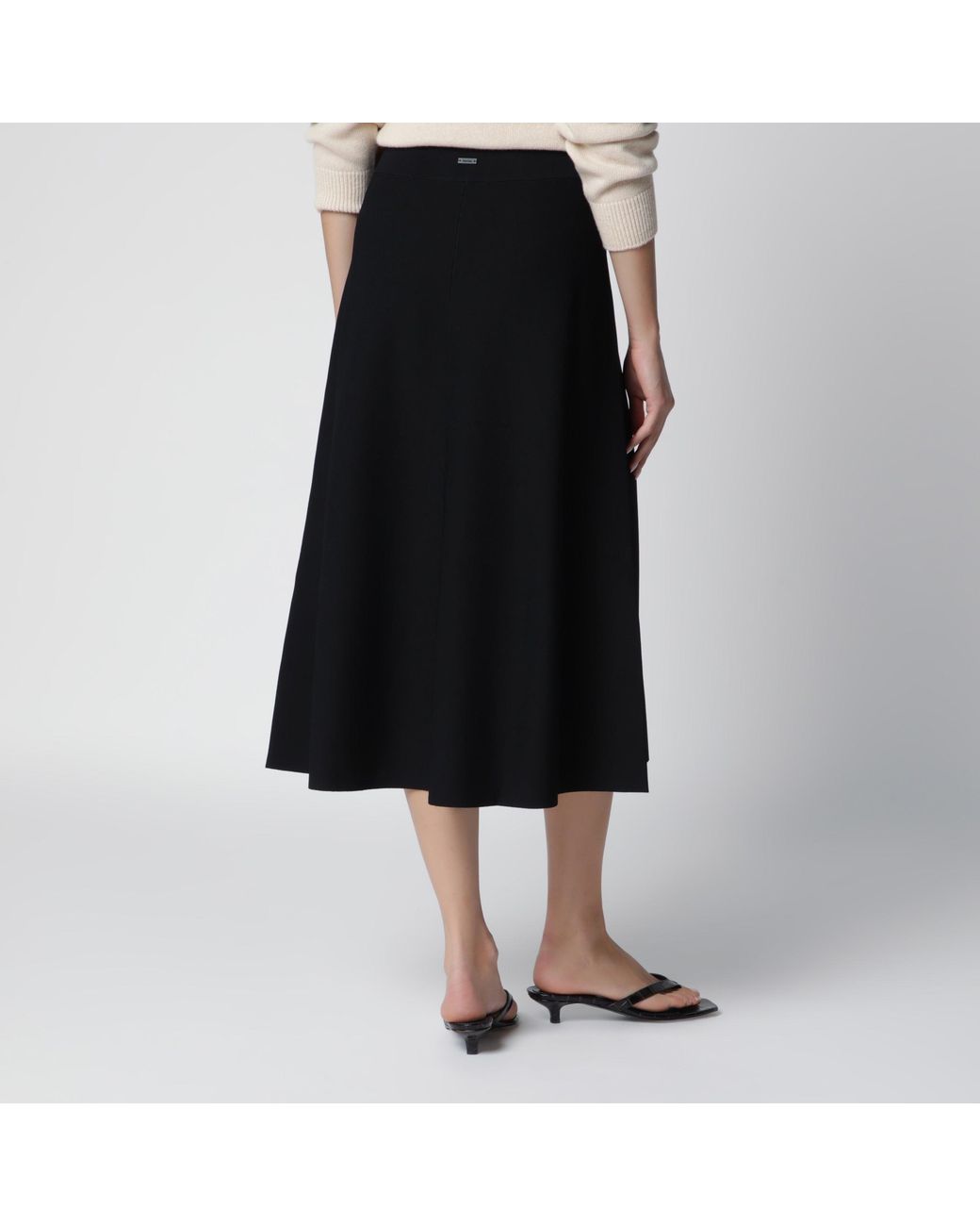 Max Mara Black Flared Midi Skirt