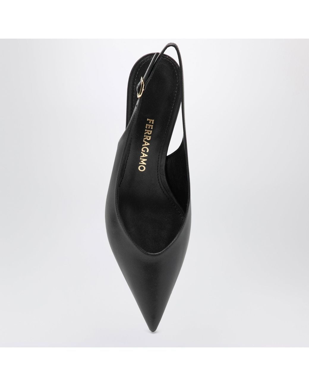 Ferragamo Black Slingback With Sculptural S Heel