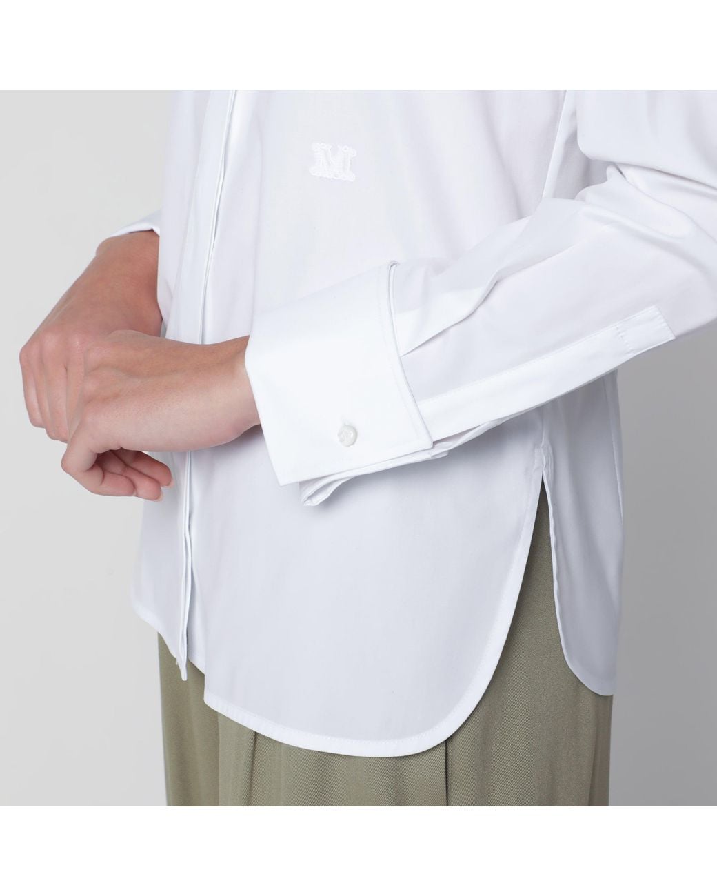 Max Mara White Cotton Shirt With Logo