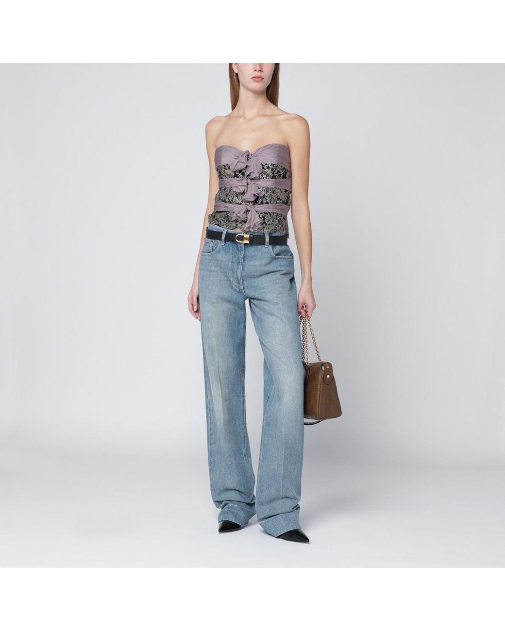 Valentino Blue Light Washed-Effect Jeans