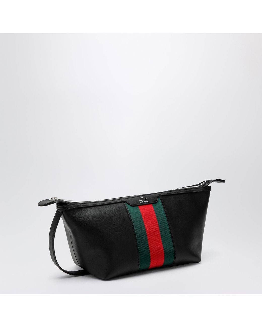 Gucci Black Mega Web Trademark Small Toiletry Case In Calfskin, for men