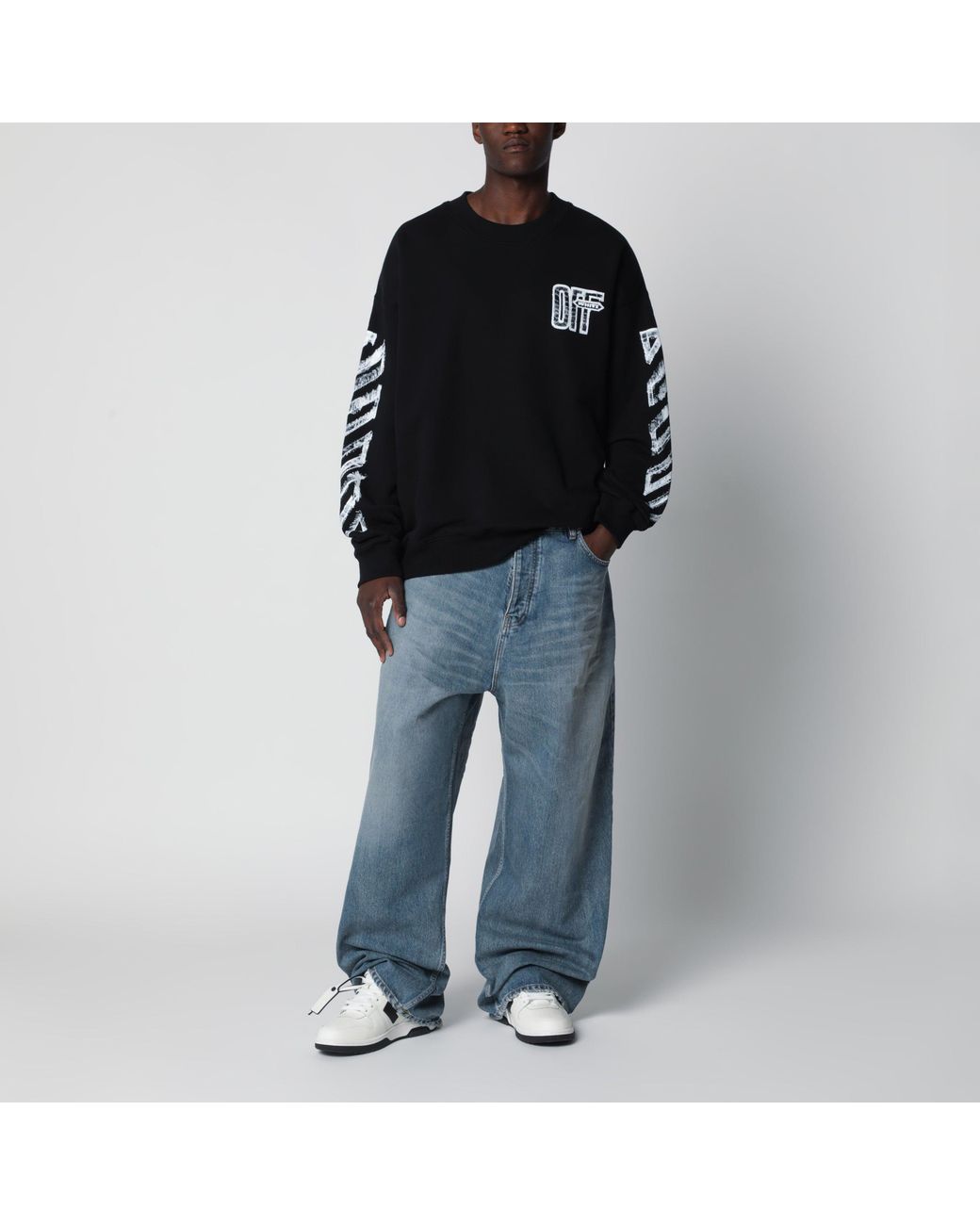 Off-White c/o Virgil Abloh Black Motion Arrow Skate Cotton Sweatshirt for men