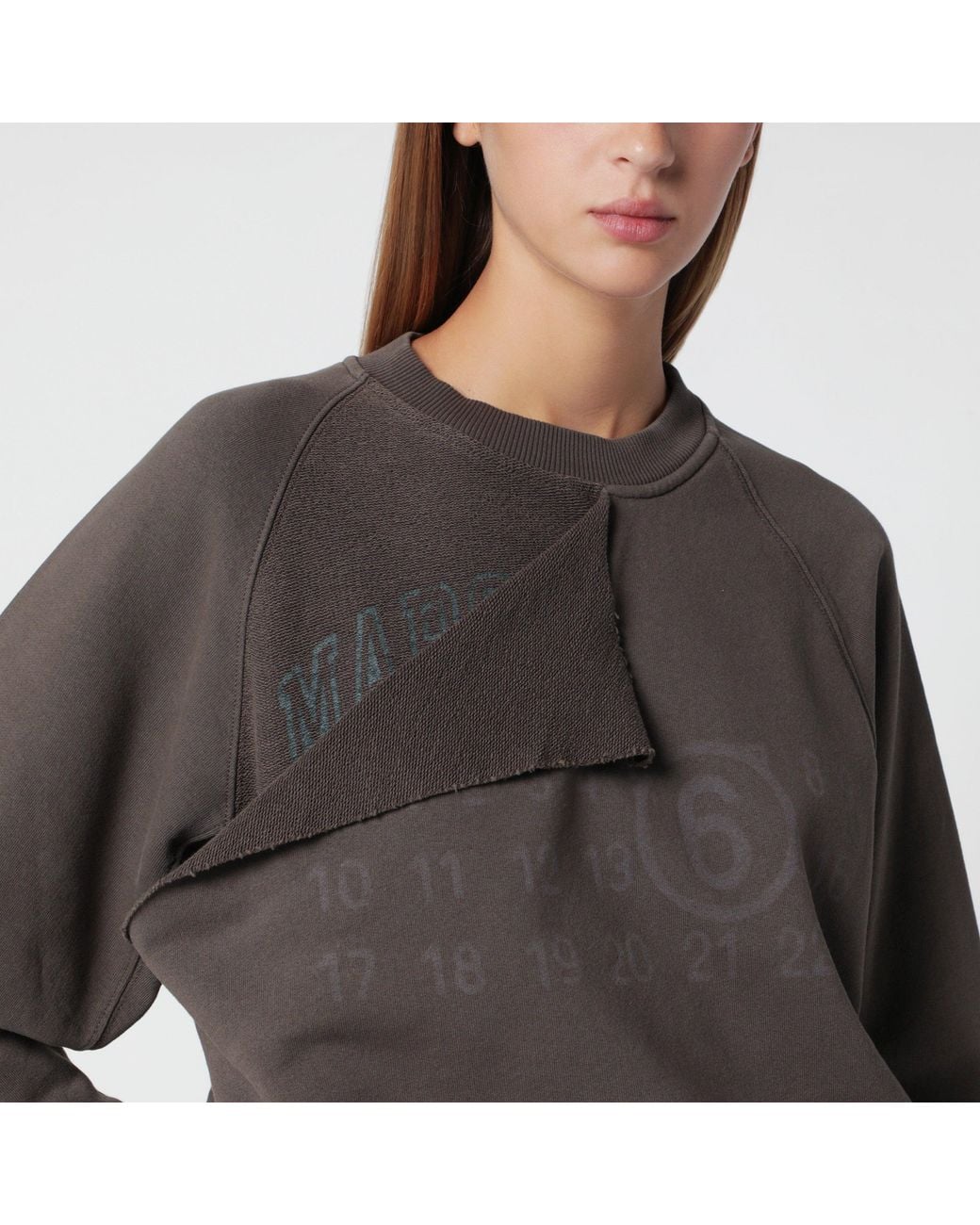 MM6 by Maison Margiela Gray Trompe L'Oeil Cotton Sweatshirt