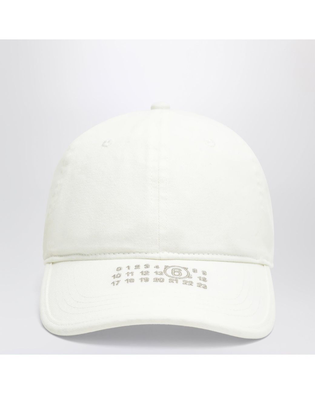 MM6 by Maison Margiela White Cream Baseball Cap With Numeric Logo