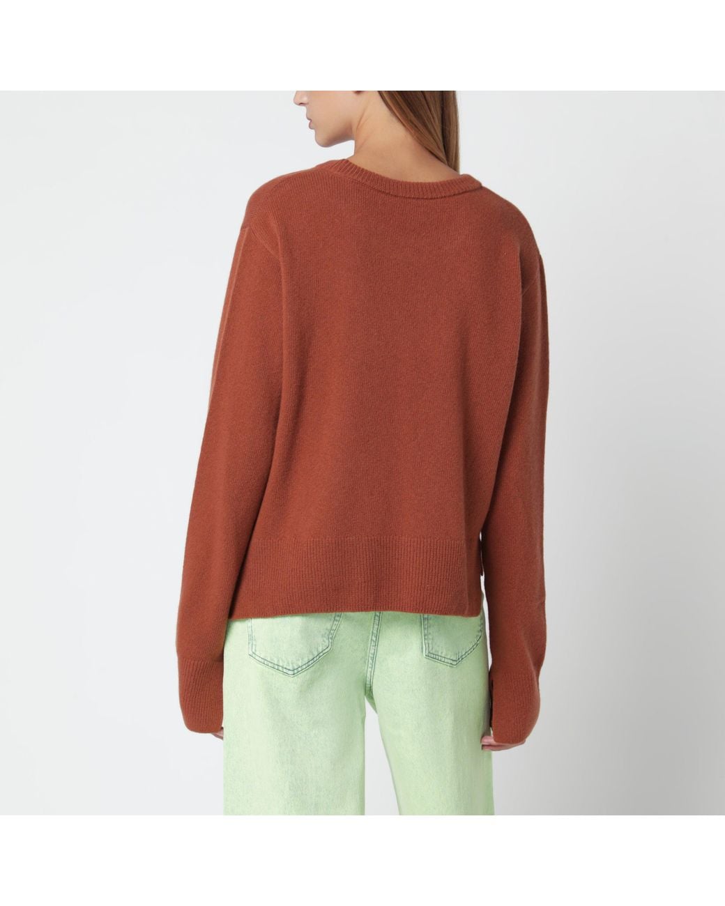 Sanderlak Red Rust Crew-Neck Wool Sweater