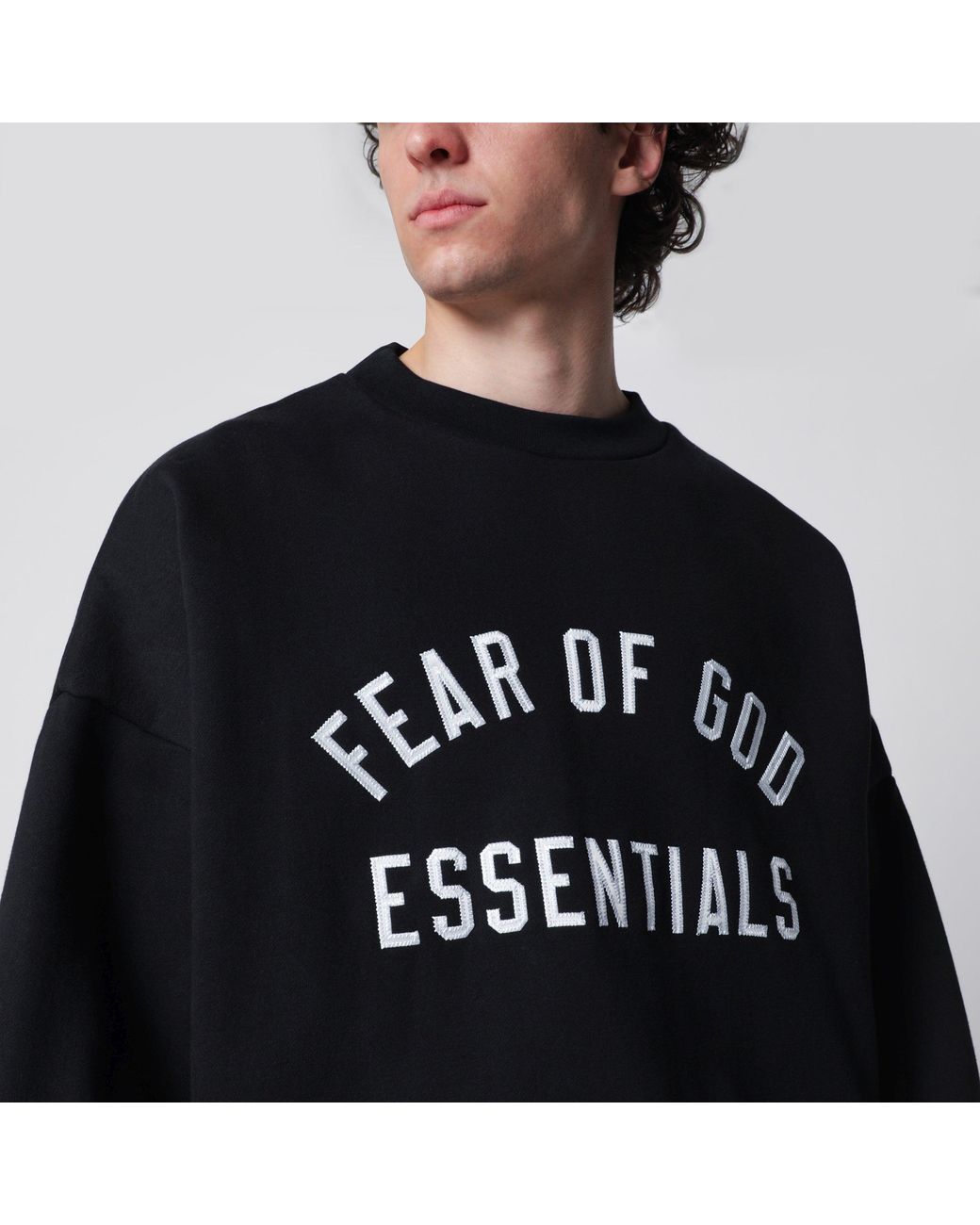 Fear Of God Black Cotton Fleece Sweatshirt With Logo Embroidery for men